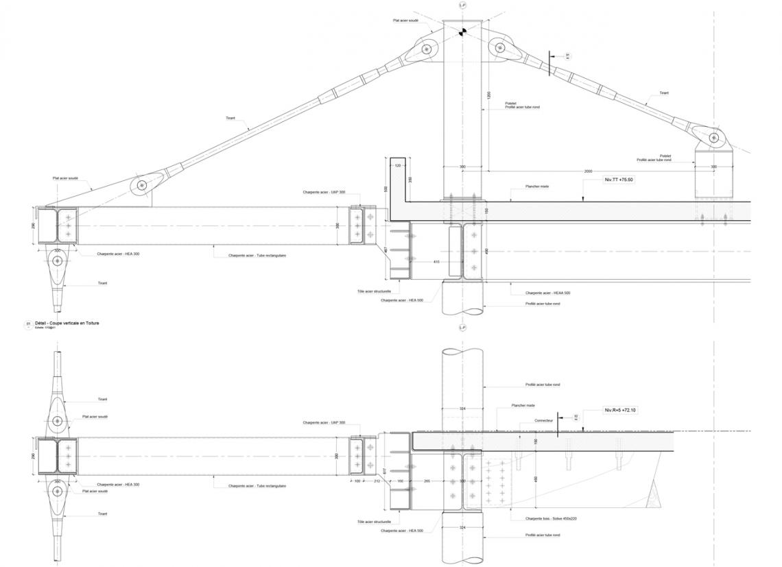 Détail coupe verticale Toiture + détail coupe verticale Open Source Open Source